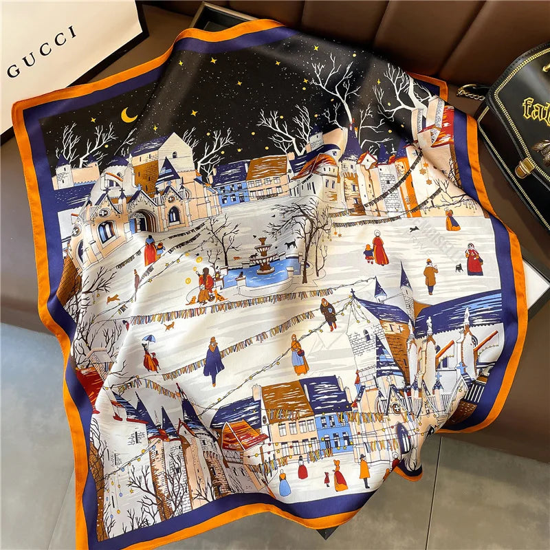 Luxury silk scarf 68x68 cm smooth breathable fabric