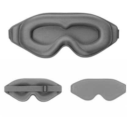 Silkvana 3D Sleep Mask Gray – blackout eye mask with 3D contoured design, front and side view