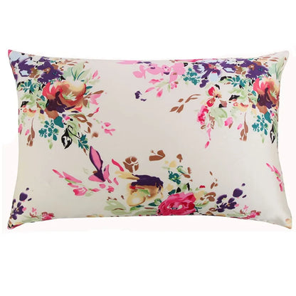 Silk Pillowcase – Floral with Zipper Closure