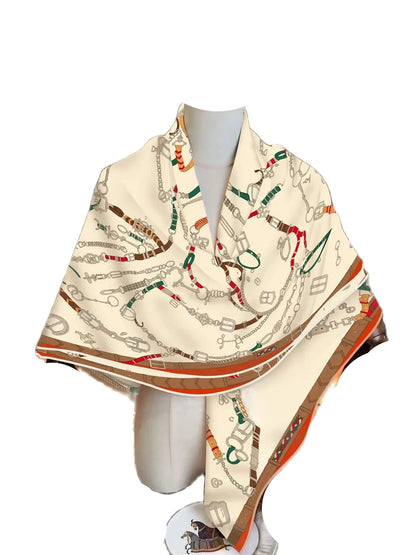 Equestrian Silk Scarf – Chain Print Design