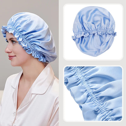 Double layer natural silk bonnet with soft, breathable construction