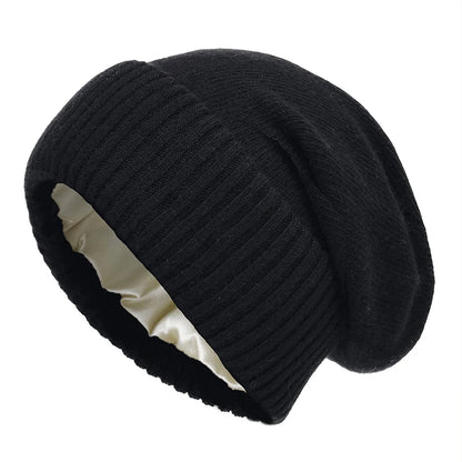 Satin-Lined Cashmere Beanie – Ultra Soft & Cozy