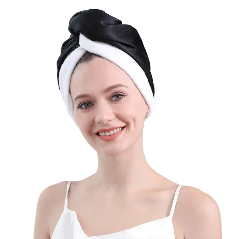 Luxury silk hair wrap for post-shower routine