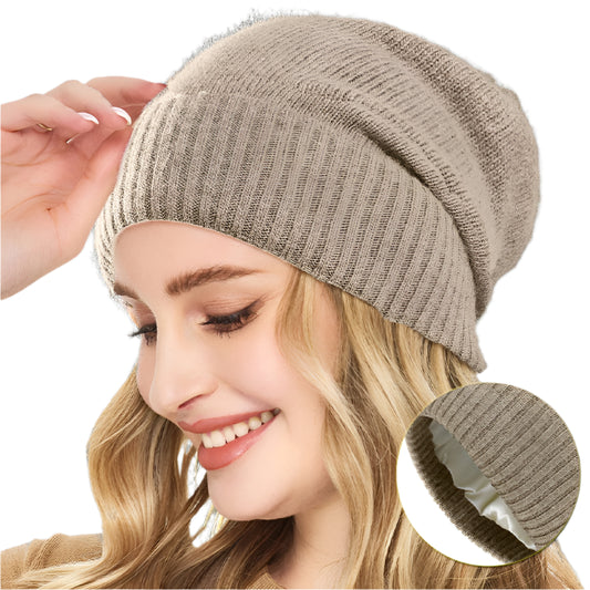 Satin-Lined Cashmere Beanie – Ultra Soft & Cozy