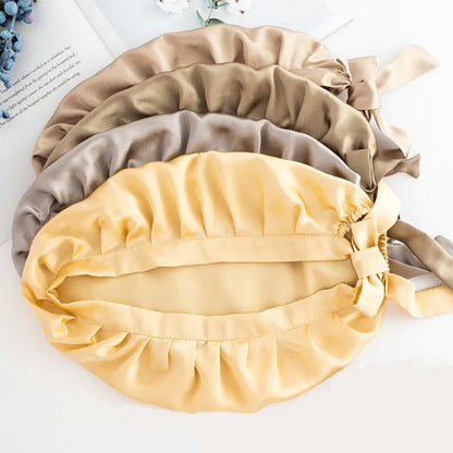 Pure mulberry silk night bonnet with soft elastic band