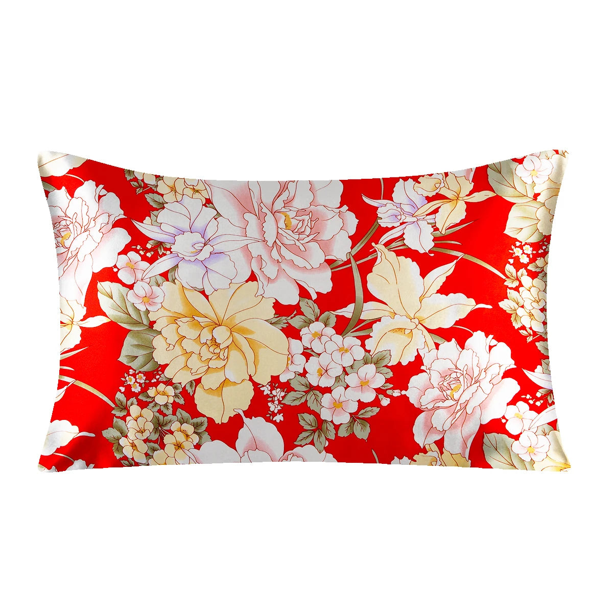 Silk Pillowcase – Floral with Zipper Closure