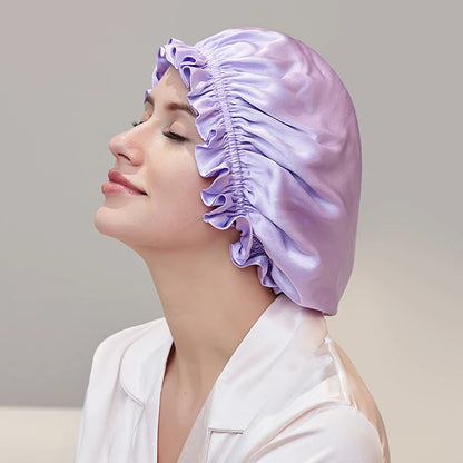 Luxury silk sleeping bonnet designed for beauty sleep routines