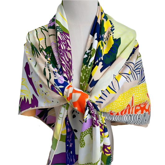 Silk & Cashmere Scarf – Artistic Design