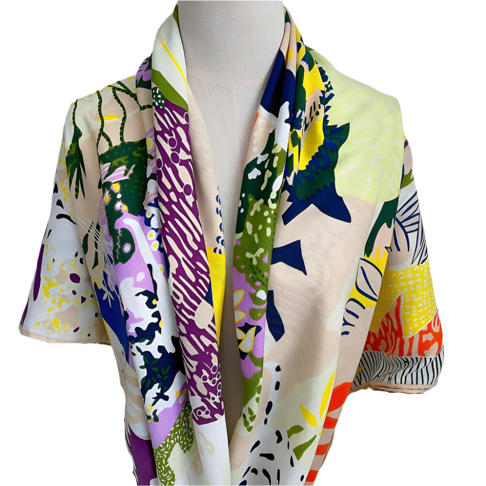 Silk & Cashmere Scarf – Artistic Design