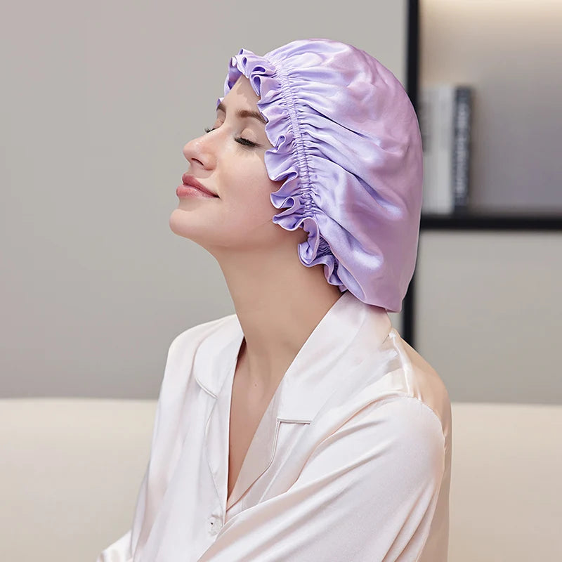 Luxury silk sleeping bonnet designed for beauty sleep routines