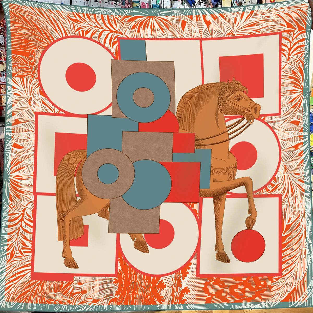 Silk & Cashmere Scarf – Modern Art 130x130cm