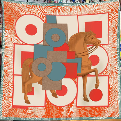 Silk & Cashmere Scarf – Modern Art 130x130cm