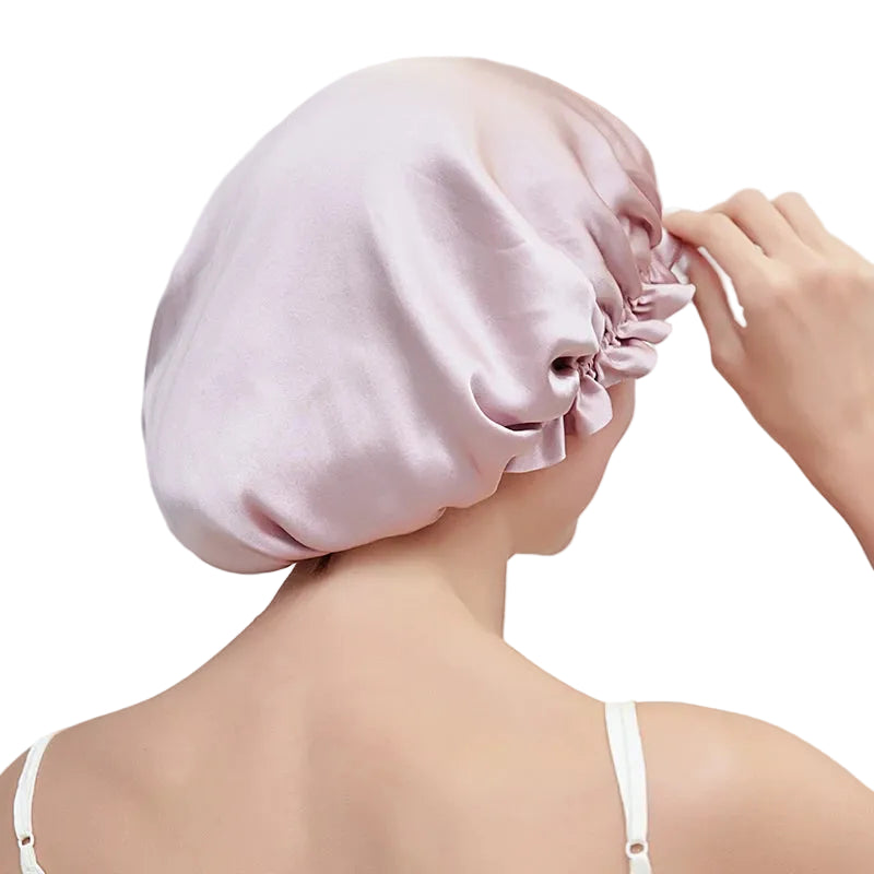 Double layer natural silk bonnet with soft, breathable construction