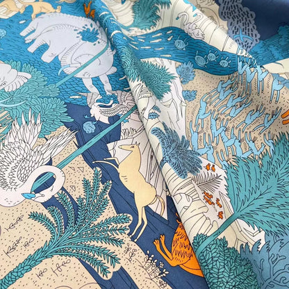 Silk Square – Botanical Blue Whisper (90cm)