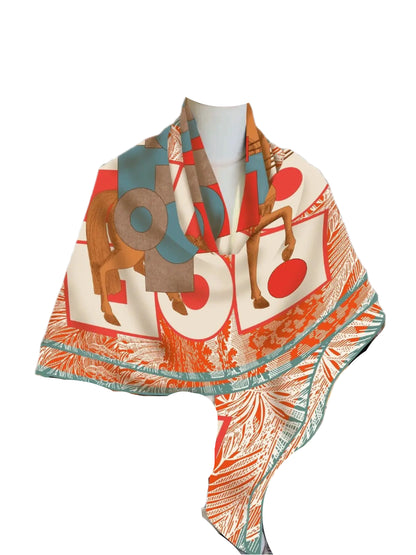 Silk & Cashmere Scarf – Modern Art 130x130cm