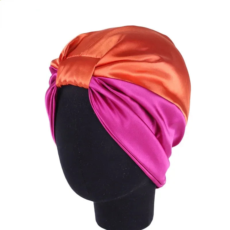 Silky satin hair cap designed for sleep and daily beauty routines