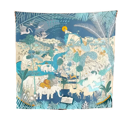 Silk Square – Botanical Blue Whisper (90cm)