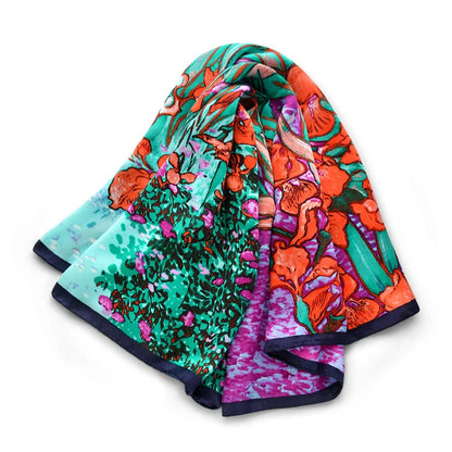 Silk Scarf – Red Iris Bloom Edition