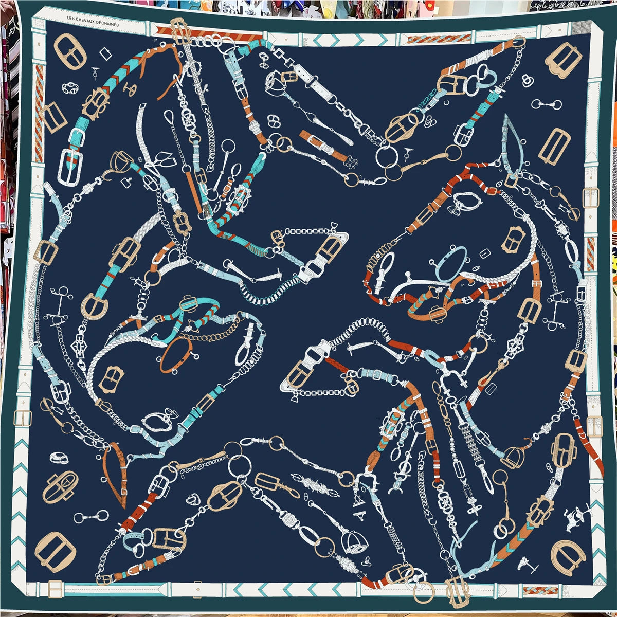 Equestrian Silk Scarf – Chain Print Design