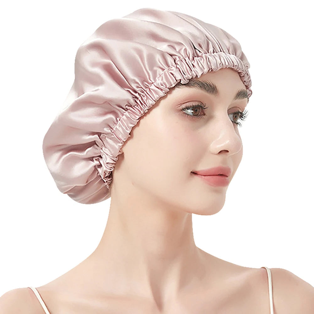Silkvana 19 momme pure mulberry silk sleeping bonnet for women designed for gentle overnight hair protection
