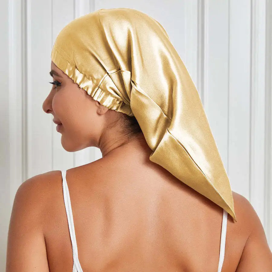 Natural silk triangle hair wrap with elastic collar