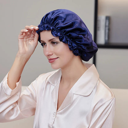 Luxury silk sleeping bonnet designed for beauty sleep routines