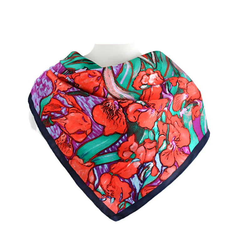 Silk Scarf – Red Iris Bloom Edition