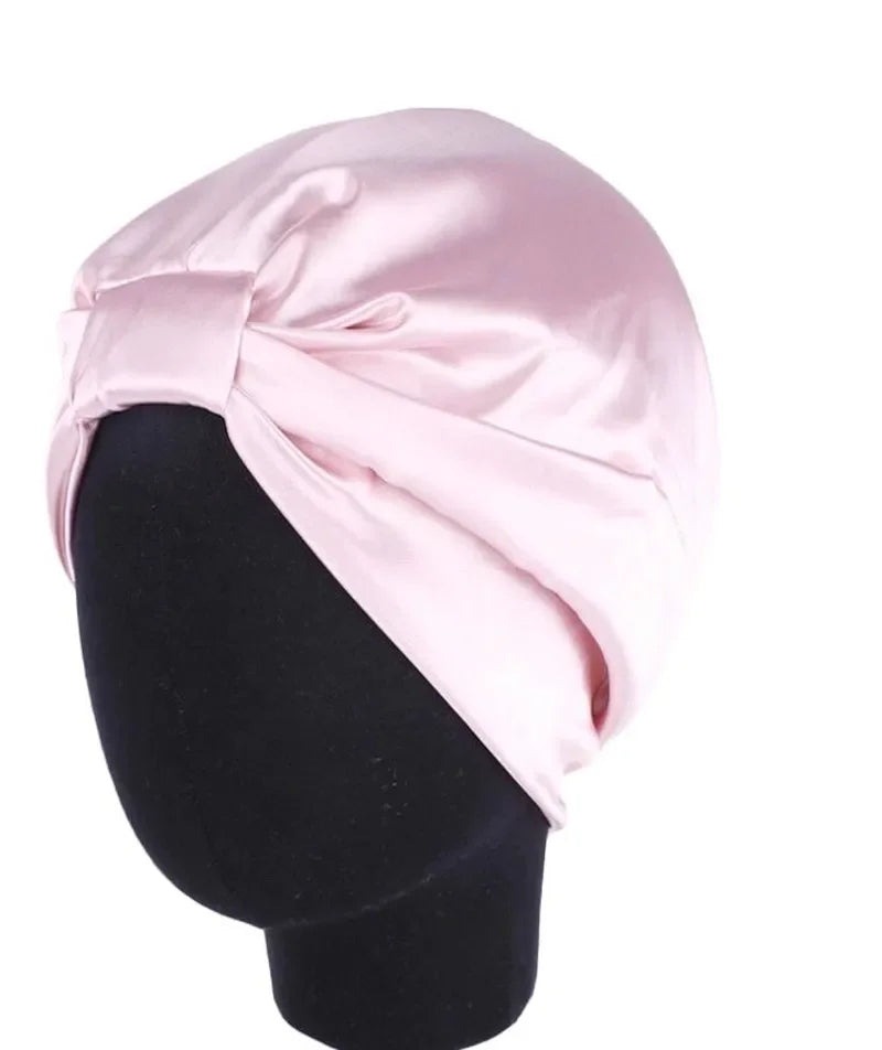 Silky satin hair cap designed for sleep and daily beauty routines