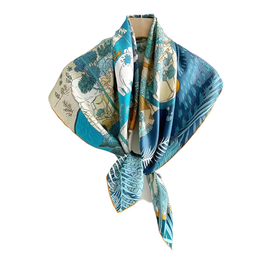 Silk Square – Botanical Blue Whisper (90cm)