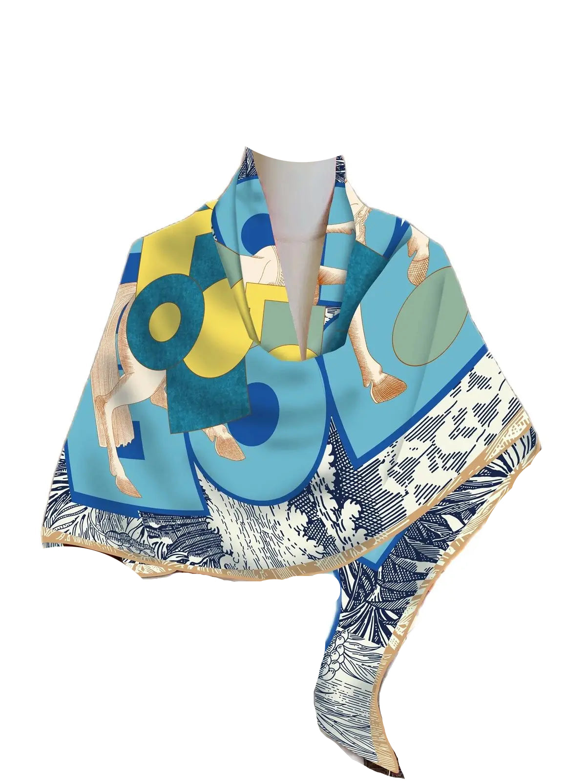 Silk & Cashmere Scarf – Modern Art 130x130cm