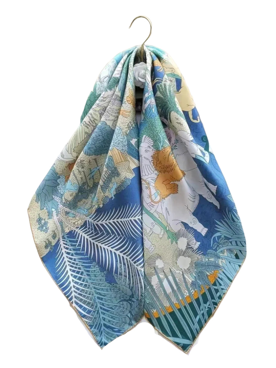 Silk Square – Botanical Blue Whisper (90cm)