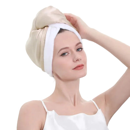 Luxury silk hair wrap for post-shower routine