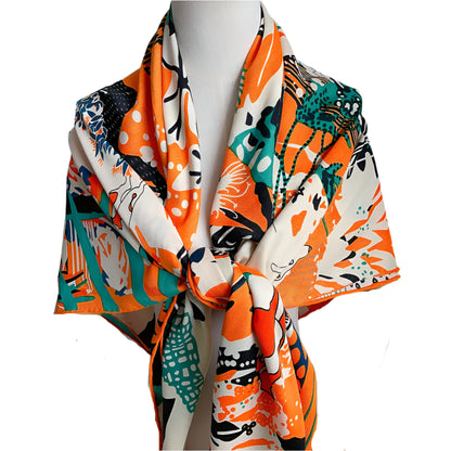 Silk & Cashmere Scarf – Artistic Design