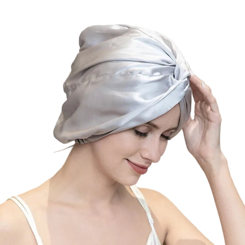 100% Mulberry Silk Turban Night Cap – Luxury Sleep Bonnet
