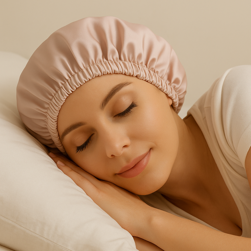 Double Layer Mulberry Silk Bonnet for Sleeping – Frizz & Breakage Protection