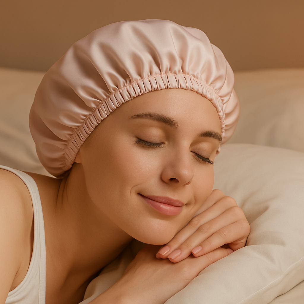 Double Layer Mulberry Silk Bonnet for Sleeping – Frizz & Breakage Protection