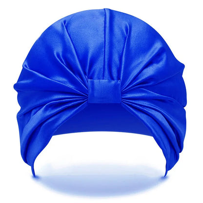 Royal blue silk bonnet for hair – premium sleeping hair cap for long hair protection
