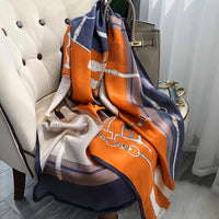 Amber Glow Floral Silk Scarf