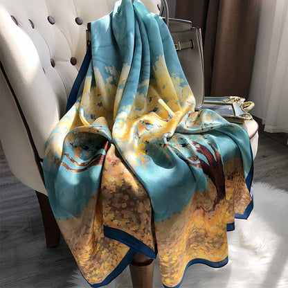 100% Mulberry silk scarf detail – lightweight & breathable texture