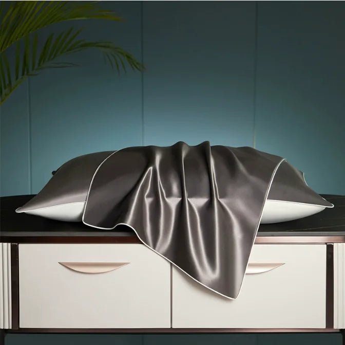 Silkvana Metallic Gray 100% Mulberry Silk Pillowcase – luxury silk bedding that prevents hair breakage and wrinkles
