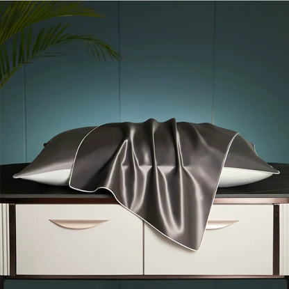 Silkvana Metallic Gray 100% Mulberry Silk Pillowcase – luxury silk bedding that prevents hair breakage and wrinkles