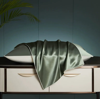 Silkvana Olive Green Mulberry Silk Pillowcase – elegant anti-frizz silk pillow cover for natural beauty sleep