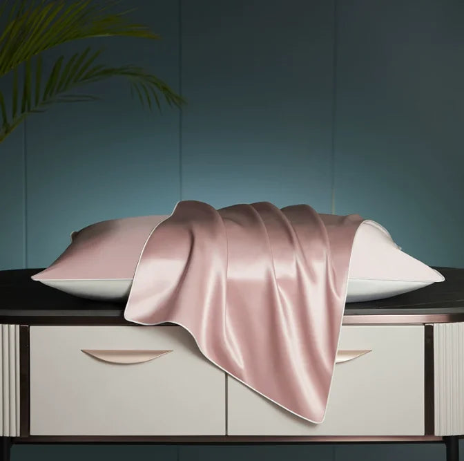 Silkvana Sakura Pink Silk Pillowcase – soft pink charmeuse silk pillow cover for glowing skin and smooth hair