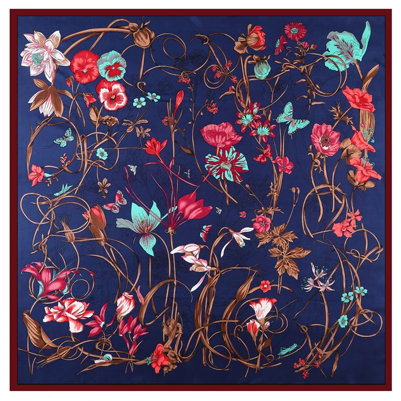 A captivating contrast of dark navy and vivid florals — refined, mysterious, and elegant. Perfect for sophisticated, confident women