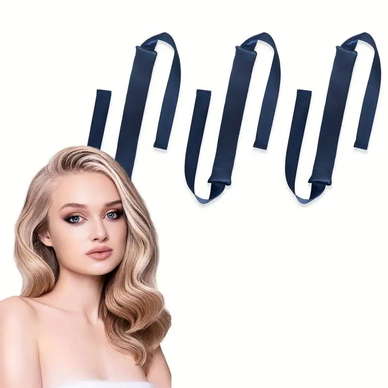 Deep Blue Silkvana Heatless Satin Hair Curler – soft satin curler set for overnight curls, no heat damage, smooth waves.