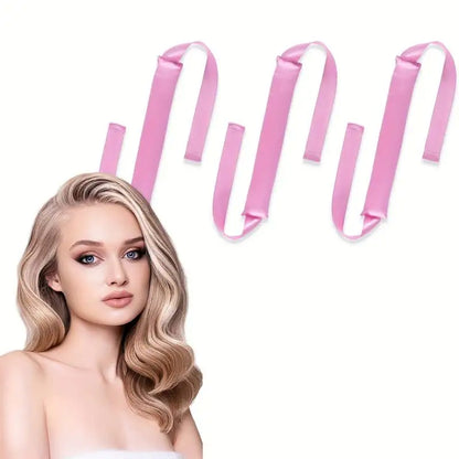 Light Pink Silkvana Satin Heatless Hair Curler – gentle overnight curling set for women.