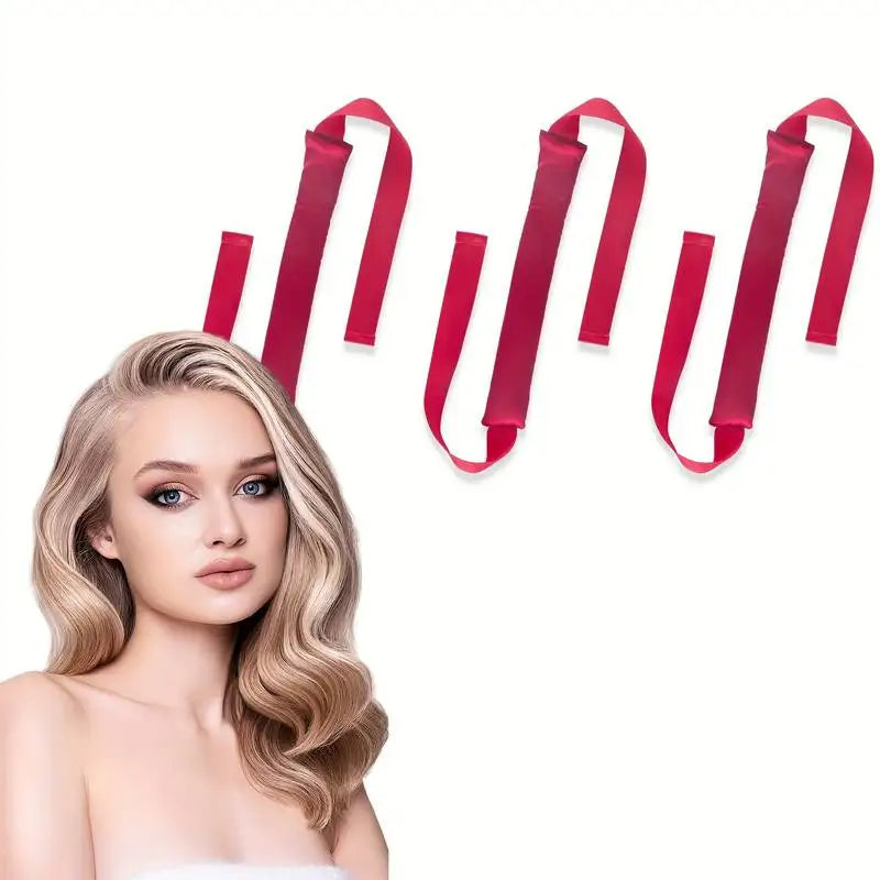 Wine Red Satin Heatless Hair Curler – Silkvana overnight curler for soft, frizz-free waves.