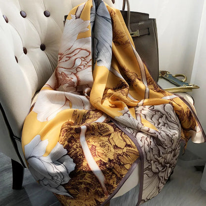 Long floral silk scarf for women – Winter Elegance edition